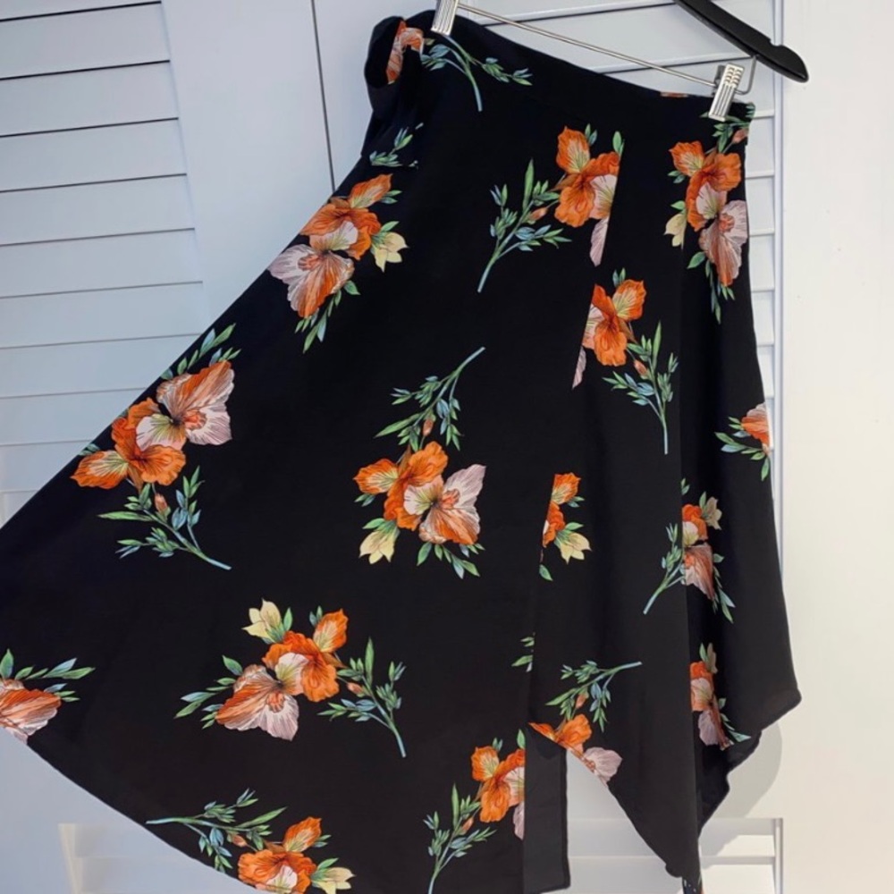 Topshop Floral Midi Skirt